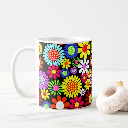 Retro spring hippie flower power coffee mug