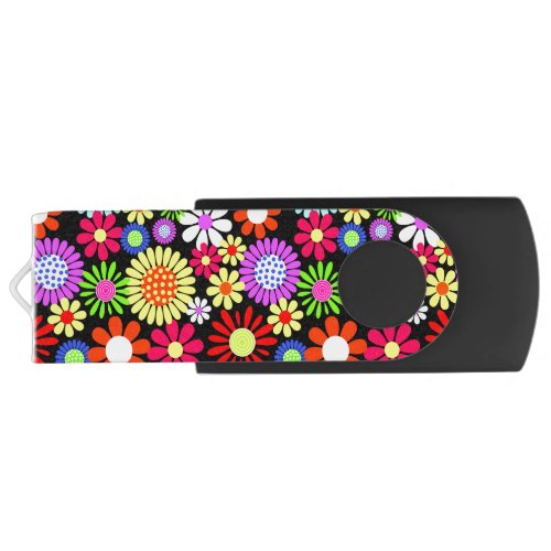 Retro spring hippie flower power   flash drive