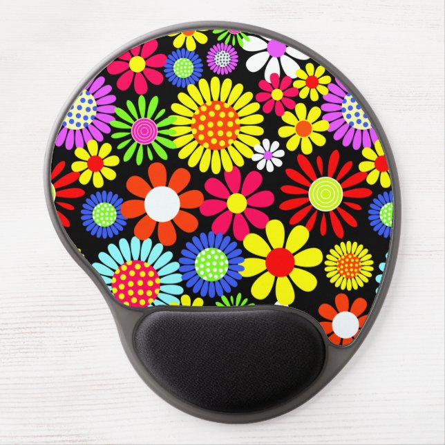 Retro spring hippie flower power  gel mouse pad (Front)