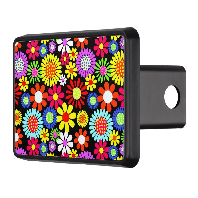 Retro spring hippie flower power hitch cover (Left)