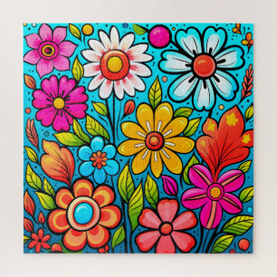 Retro spring hippie flower power  jigsaw puzzle