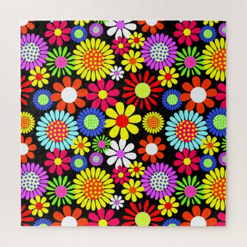 Retro spring hippie flower power  jigsaw puzzle