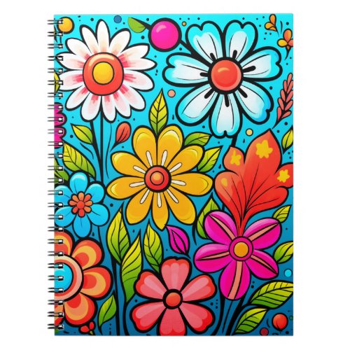 Retro spring hippie flower power  notebook