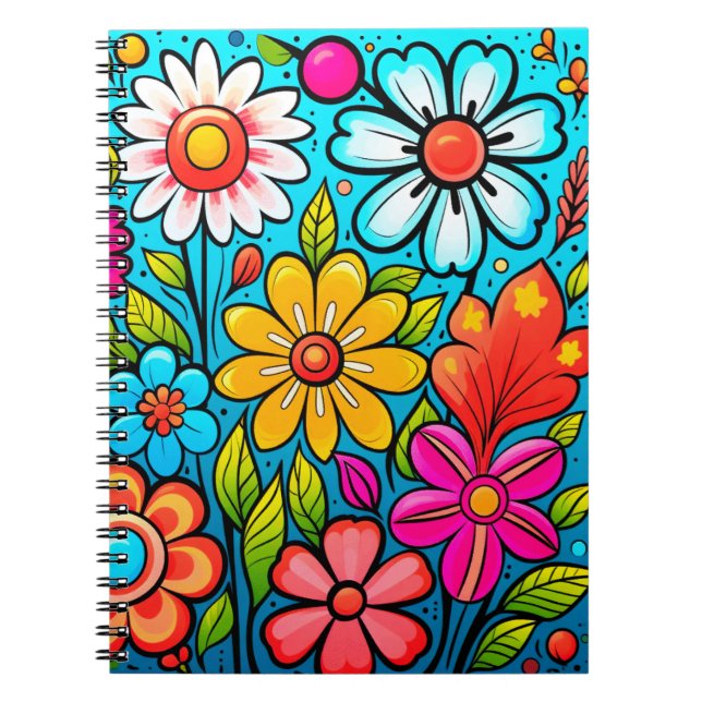 Retro spring hippie flower power  notebook (Front)