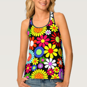 Retro spring hippie flower power tank top