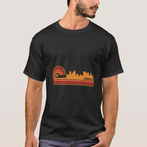 Retro Springfield Cityscape Springfield Il Skyline T_Shirt