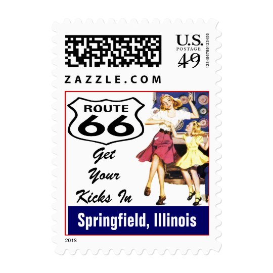 Retro Springfield Illinois Travel Route 66 Vintage Postage