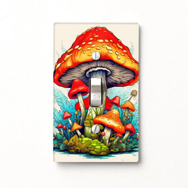 Retro Sprouting Forest Mushroom Illustration Light Switch Cover (Creator Uploaded)