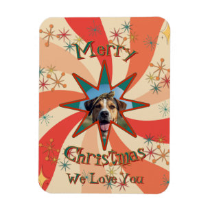 Retro Sputnik Photo and Message Christmas Kitchen Magnet