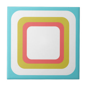 Retro Square Blue White Orange Green Ceramic Tile