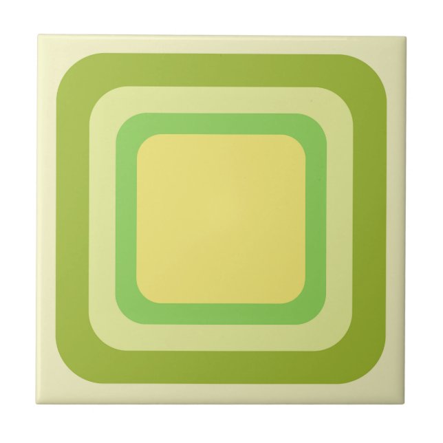 Retro Square Green Yellow Ceramic Tile (Front)