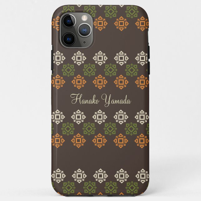 Retro Square Pattern Brown Custom Business Card Case-Mate iPhone Case (Back)