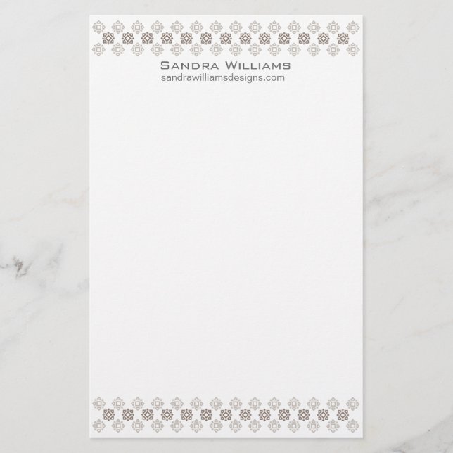 Retro Square Pattern Design Stationary Gray Stationery (Front)