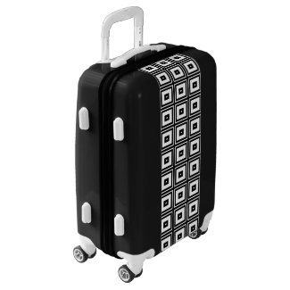 Retro Square Pattern in Black and White Luggage