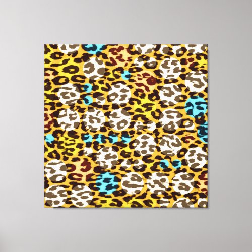 Retro square pattern leopard fur abstract texture canvas print