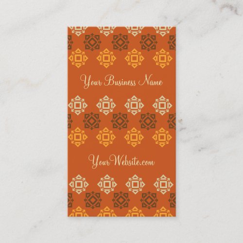 Retro Square Pattern Orange Custom Business Card