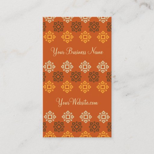 Customizable Retro Square Pattern Orange Custom Business Card
