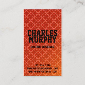 Retro Square Pattern - Red Business Card by fireflidesigns at Zazzle