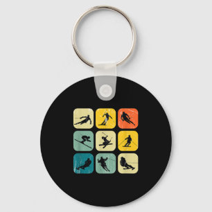 Retro Square Wintersports Ski Nordic Combination A Keychain