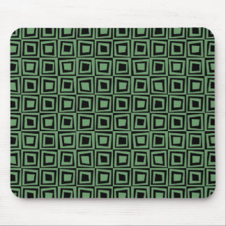 Retro Squares - Army Green on Black Mouse Pad