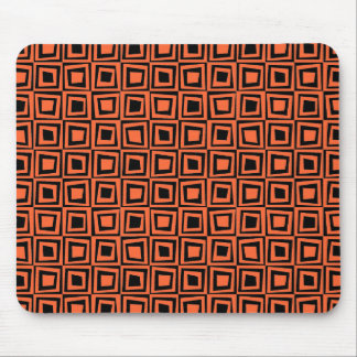 Retro Squares - Autumn Orange on Black Mouse Pad