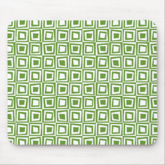 Retro Squares - Avocado Green on White Mouse Pad