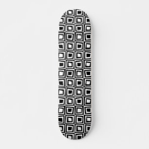 Retro Squares - Black on White Skateboard