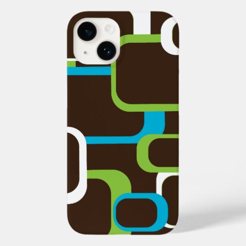 Retro Squares Blue Green White Brown Abstract Case_Mate iPhone 14 Case