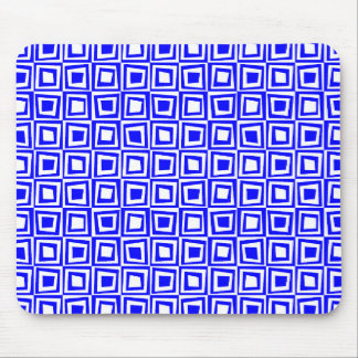 Retro Squares - Blue on White Mouse Pad
