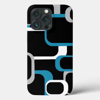 Retro Squares Blue White Gray Black iPhone 13 Pro Case