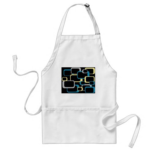 Retro Squares Blue Yellow Gray Black Pattern Adult Apron