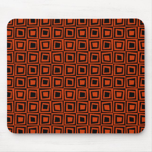 Retro Squares - Brick Red on Black Mouse Pad (Front)