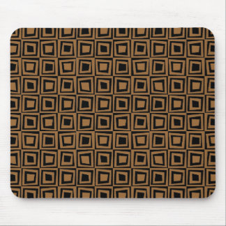 Retro Squares - Brown on Black Mouse Pad