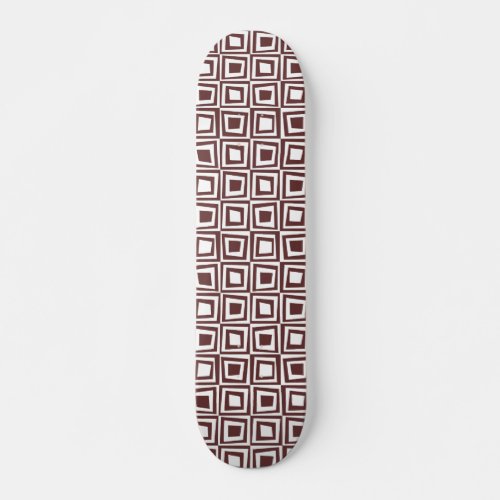 Retro Squares _ Brown on White Skateboard Deck