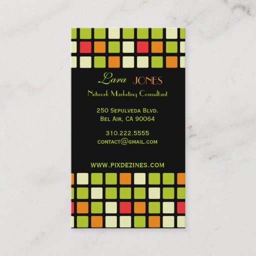 Customizable Retro Squares Business Card Black background
