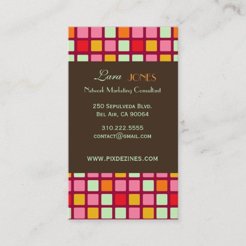 Retro Squares Business Card dark chocolate accent