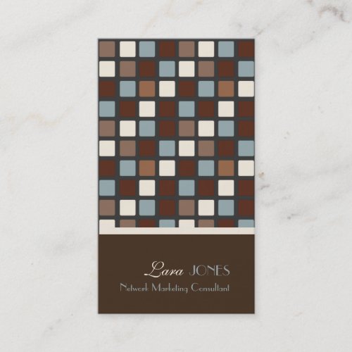 Retro Squares Business Card dark chocolate accent