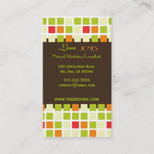 Retro Squares Business Card dark chocolate accent