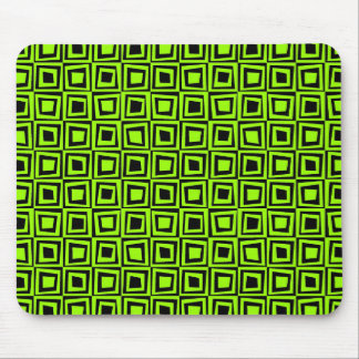 Retro Squares - Chartrause Green on Black Mouse Pad