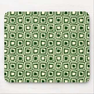 Retro Squares - Cream on Dark Green Mouse Pad