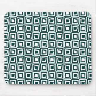 Retro Squares - Dark Green on White Mouse Pad