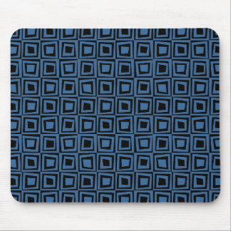 Retro Squares - Desert Blue on Black Mouse Pad