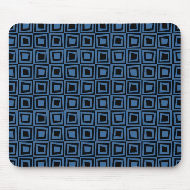 Retro Squares - Desert Blue on Black Mouse Pad (Front)
