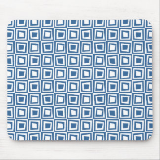 Retro Squares - Desert Blue on White Mouse Pad