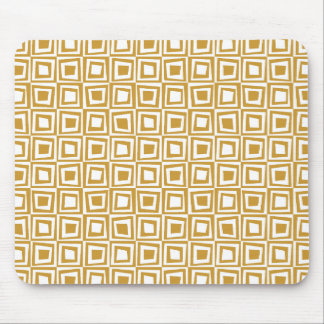 Retro Squares - Golden Brown on White Mouse Pad