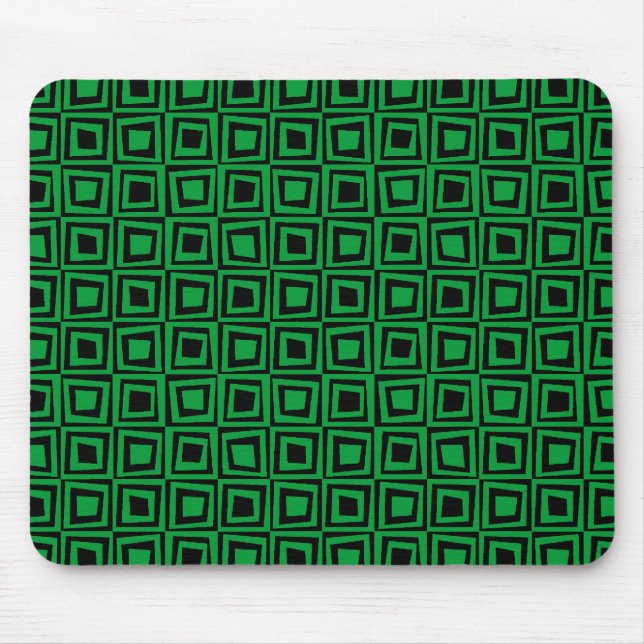Retro Squares - Grass Green on Black Mouse Pad (Front)