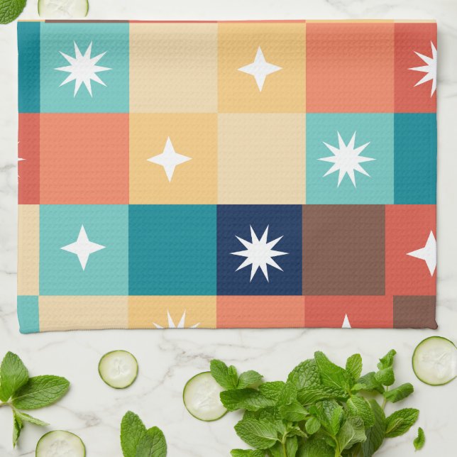 Retro Squares Kitchen Towel (Folded)