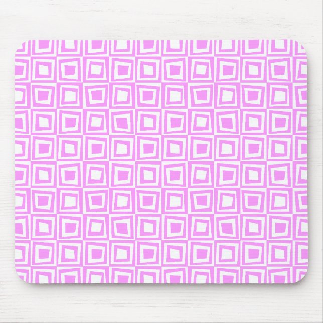 Retro Squares - Light Violet on White Mouse Pad (Front)