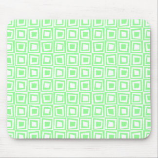 Retro Squares - Mint Green on White Mouse Pad