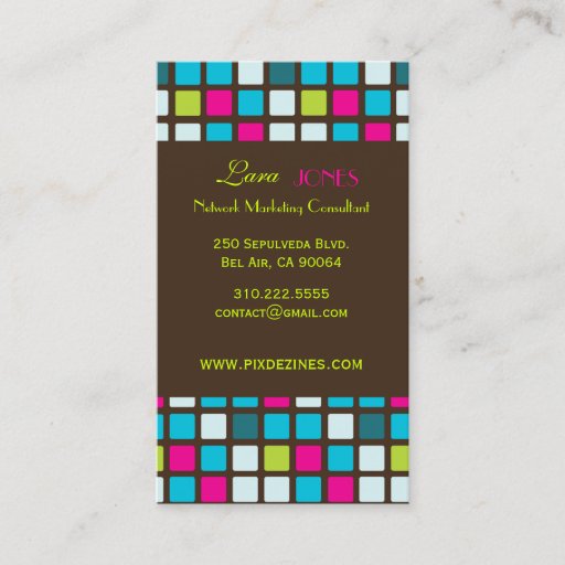 Customizable Retro Squares Business Card dark chocolate accent